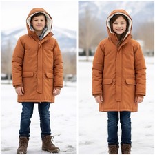 Cat  Jack Youth Full Zip Hood Sherpa Fleece Winter Jacket Burnt Orange L 10/12