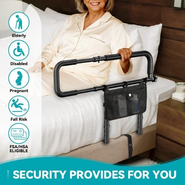 FORTEMOTUS Bed Rails for Elderly Adults Safety - Adjustable Heights & Extendable