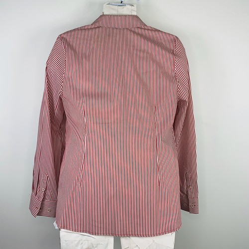 Isaac Mizrahi Live Womens Top sz 16 Red White Stripe Ruffle Front Button Up - Picture 11 of 12