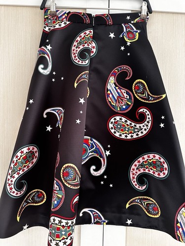 MSGM Black Flare Knee Length Skirt Black Paisley Pattern Size UK 8 NEW £315 - Picture 8 of 15