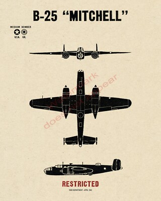 WWII USA North Amercian B-25 Mitchell Med Bomber Aircraft