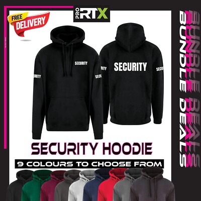 Security Hoodie Printed Doorman Bouncer Pullover Front Back Sleeves UK Next Day