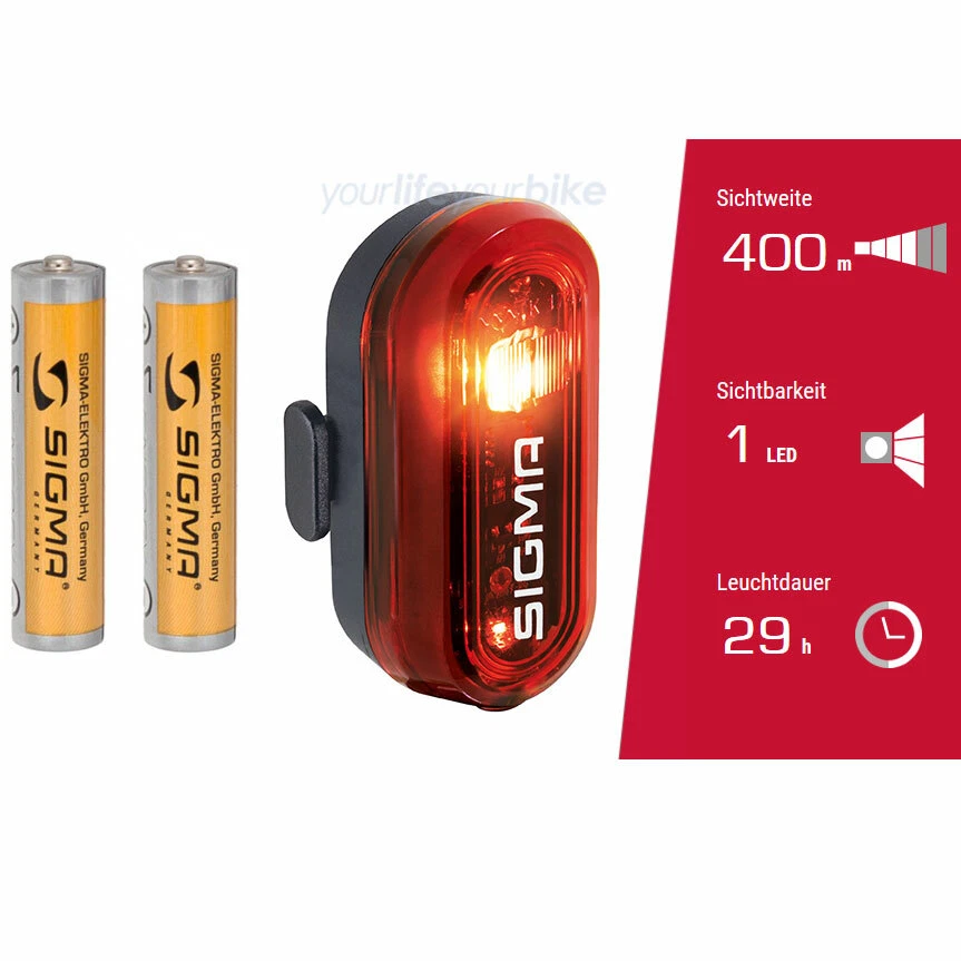 SIGMA CURVE BATTERIE RÜCKLICHT STVZO | LED FAHRRAD LICHT HINTERRAD LAMPE LEUCHTE - Bild 1 von 4