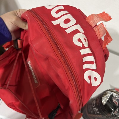 2016 SUPREME 210 Denier Cordura Box Logo Backpack Red White SS16