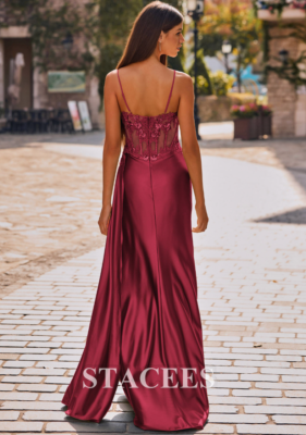 Dark Red Corset Prom Dress from Stacees, size US 0. Brand New with Tags |  eBay