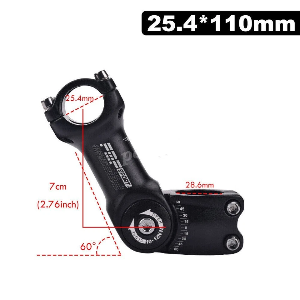 Road Bike Stem Riser 25.4mm 110mm Mountain Adjustable MTB Bicycle Handlebar - Image 2 of 4