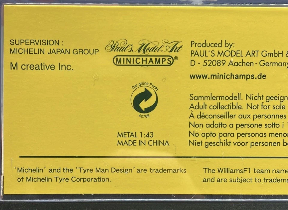Minichamps 1/43 Williams F1 BMW FW23 Colección Michelin R. Schumacher 600 piezas Foto 4 de 4