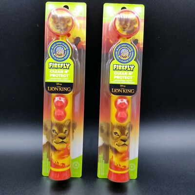 The Lion King Firefly Kid's Electric Rotating Toothbrushes Soft Bristle (2) New