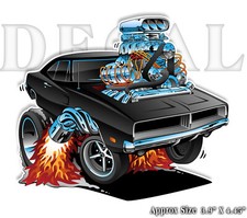 69 Muscle Drag Engine Car Cartoon Decal Sticker Truck Laptop 3.9 X 4.45