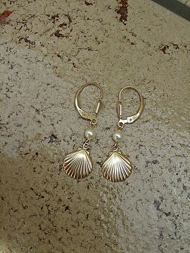 Ohrringe in Gold Filled Muschel und Perle, wundervoll sommerlich! - Bild 8 von 8
