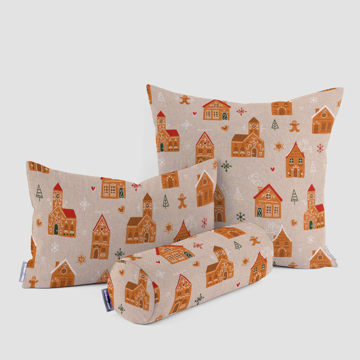 SCHÖNER Federa Cuscino Casa di Pan Zenzero Natura Bianco