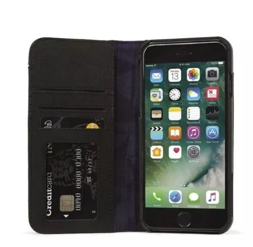 Funda tipo billetera de cuero decodificada para Apple iPhone 7 Plus negra DA6IPO7PLCW3BK Foto 2 de 4