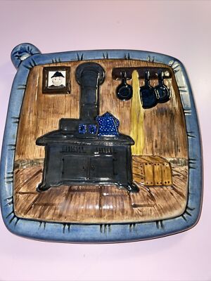 Vintage Trivet Ceramic Tile Hot Pot Holder  Cast Iron Stove 