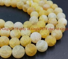 Natural 6/8/10/12mm Matte Yellow Dream Frost Agate Round Gems Loose Beads 15''