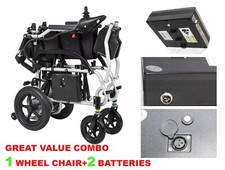 2xBattery Dual Motor Adult Wheelchair Lightweight 37.5lbs Weight Capacity 265lbs