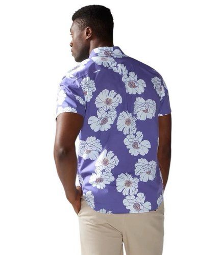 Camisa Chubbies Friday Para Hombre XL The Mystic Púrpura Manga Corta Abotonada Floral - Imagen 4 de 16