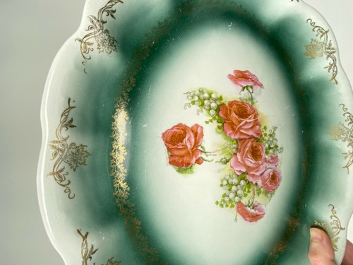 Homer Laughlin The Angelus 15" x 11" Oval Hudson Platter Serving Tray Pink Roses - Picture 6 of 12