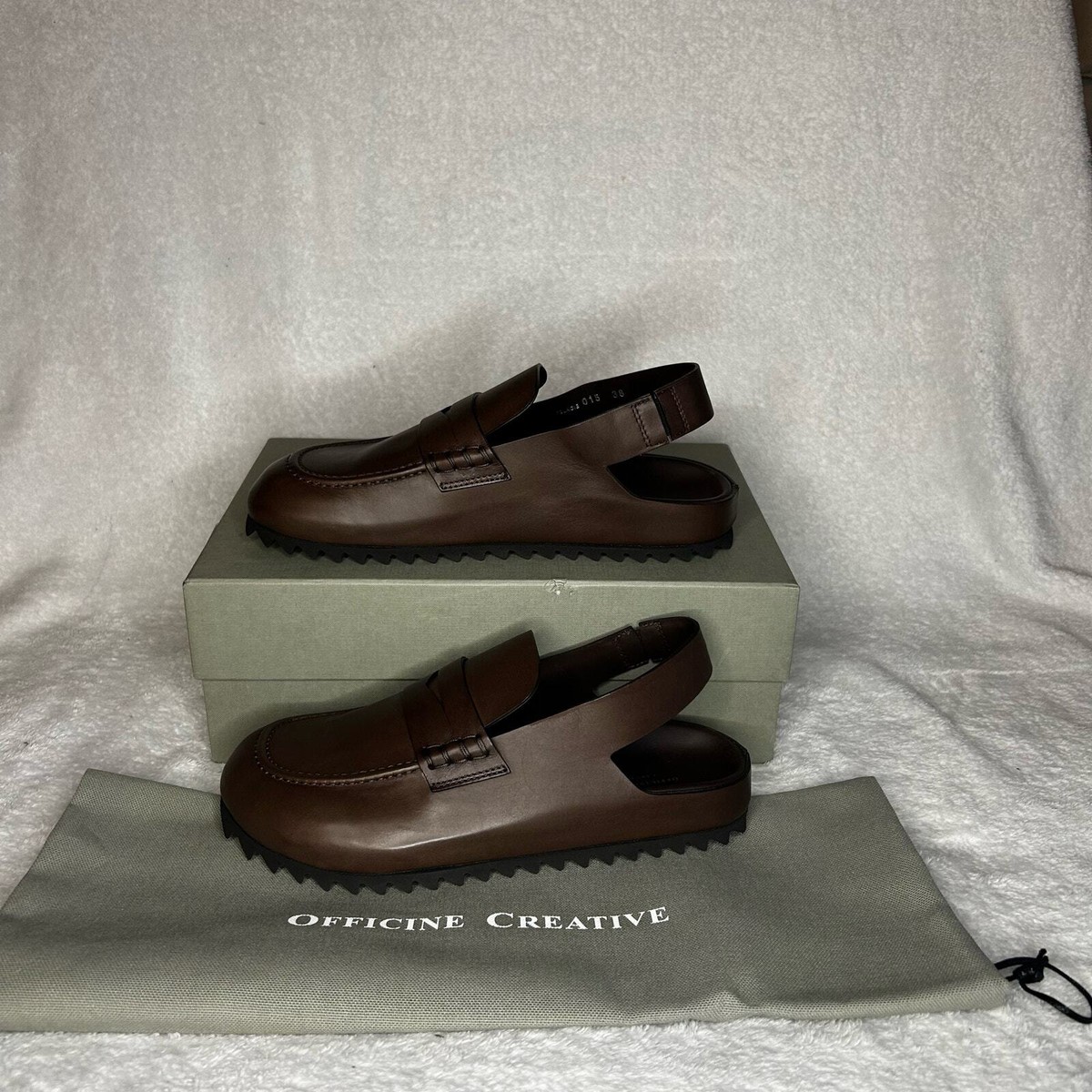 nib Officine Creative Dark Brown Leather Slip-Ons Officine Creative Pelagie 015 Slingback Loafers Brown Sz 38  main image 3