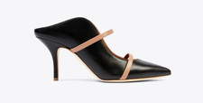 NEW MALONE SOULIERS MAUREEN Nappa Leather Mule 36 5.5 Black Nude Pointed 70MM