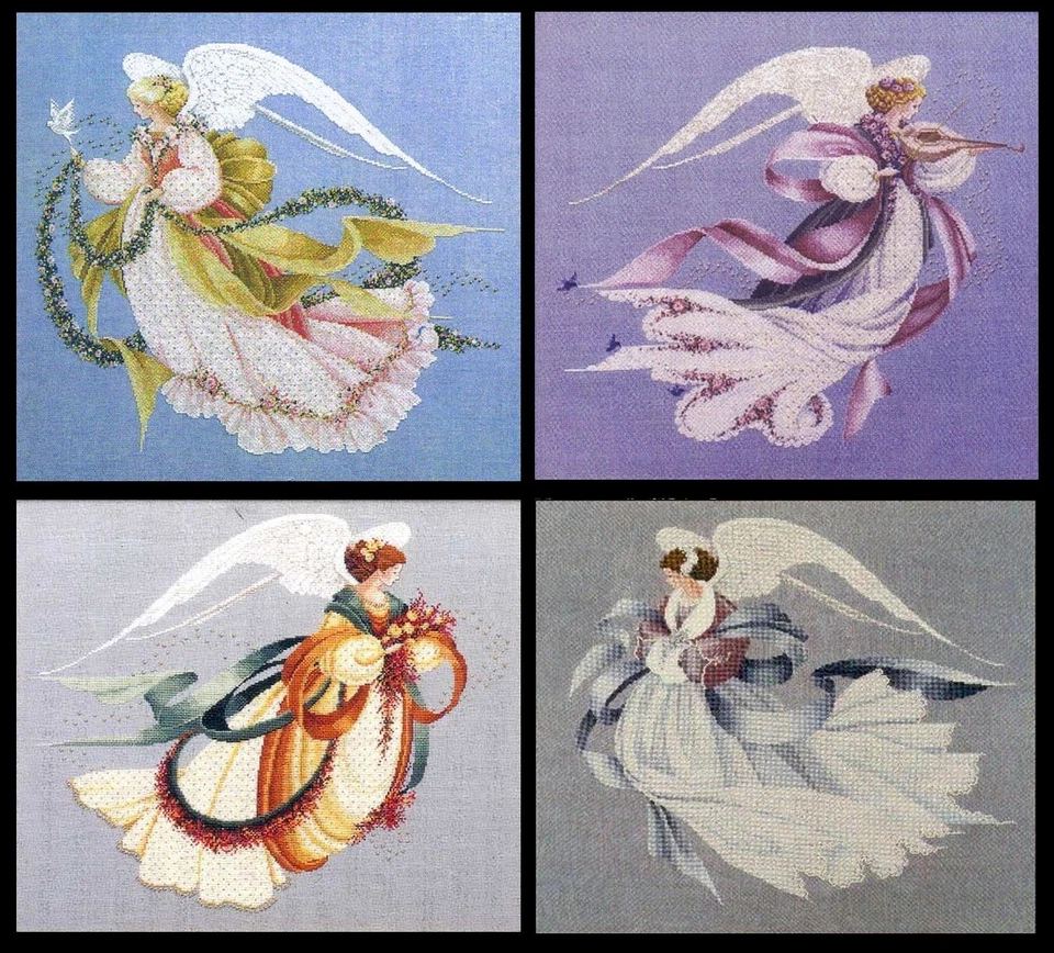 4 SCHEMI PUNTO CROCE ANGELI OF SEASONS SAGA DMC XSD CROSS STITCH FANTASY SU DVD - Immagine 2 di 4