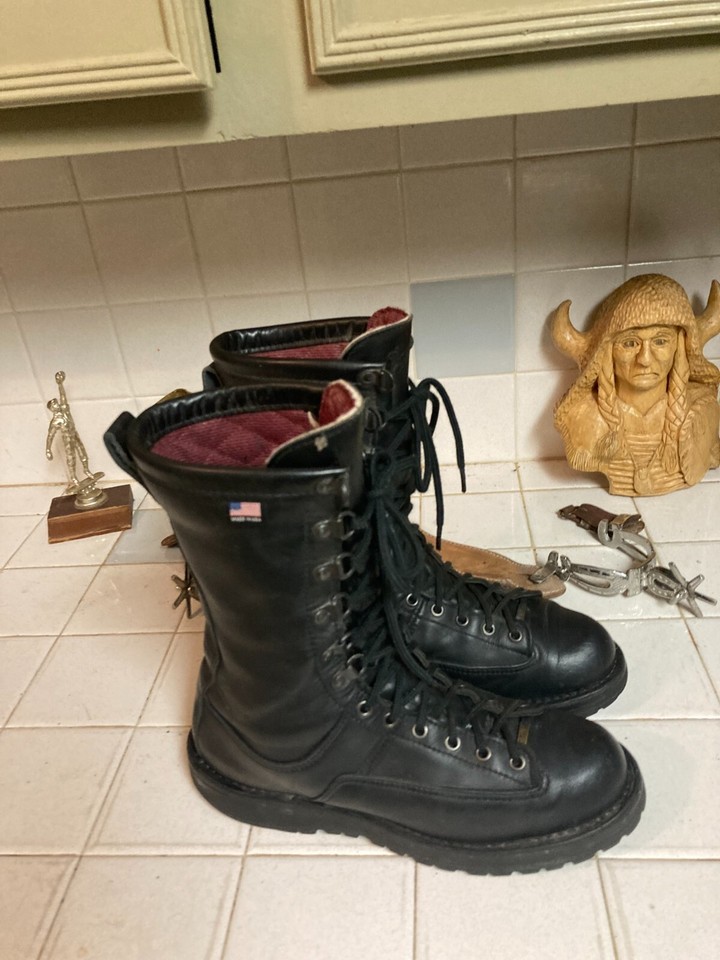 DANNER FORT LEWIS BLACK DISTRESSED VINTAGE ENGINEER TRAIL BOSS BOOTS ...
