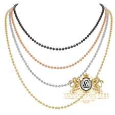 High Quality Moon Cut Bead Ball 2.5mm 14K Gold Finish Unisex Chain Necklace 24''