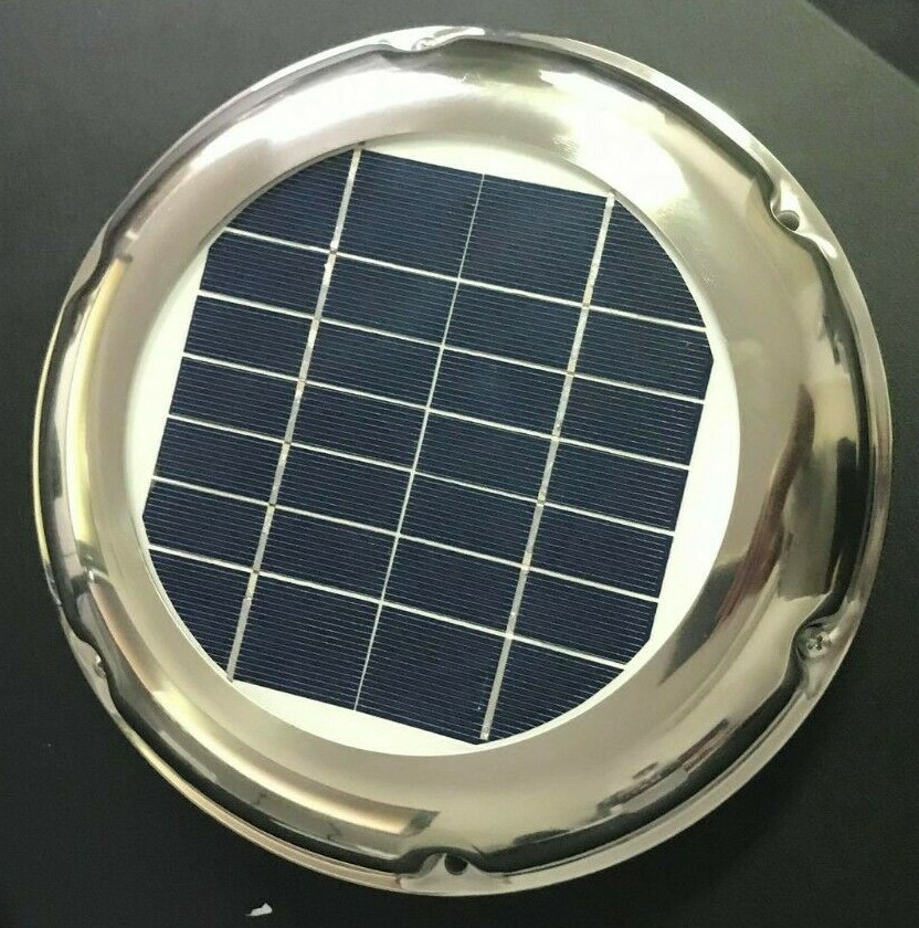 Chrome Solar POWERED Attic Fan Exhaust Ventilation Boat deck - Main Image