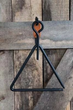 Triangle Dinner Bell Gong - Black Wrought Iron Metal - Amish Handmade in USA
