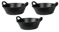 PACK OF 3 11L RUBBER SKIP FEED TROUGH INDESTRUCTIBLE FEEDING BUCKET FARM ANIMAL