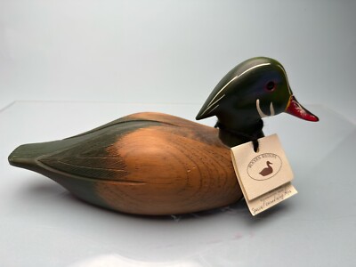 Vintage Carved Wooden Wood Duck Drake Hand Painted Kennebunk Maine Artist Signed