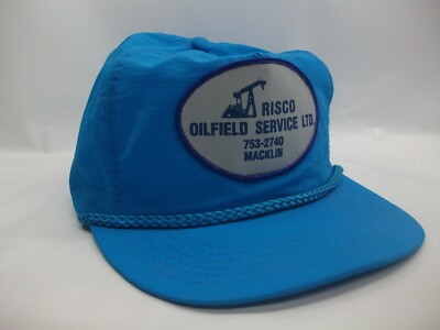Risco Oilfield Service Patch Hat Vintage Blue Nylon Snapback Baseball Cap