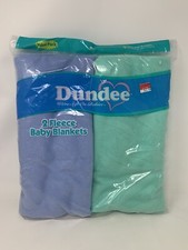 Vintage Dundee Baby Blanket  32 x 30" Blue Green Fleece Retro Soft Comfy-NEW 