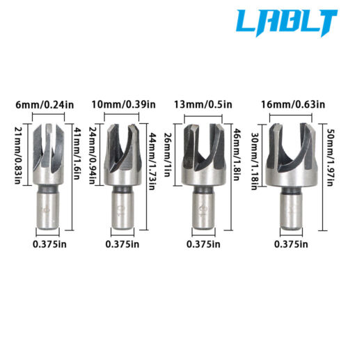 LABLT Kohlenstoffstahl Bohrer Bit Set Holzstecker Dübelmaschine Lochschneider 8 Stck. - Bild 2 von 8