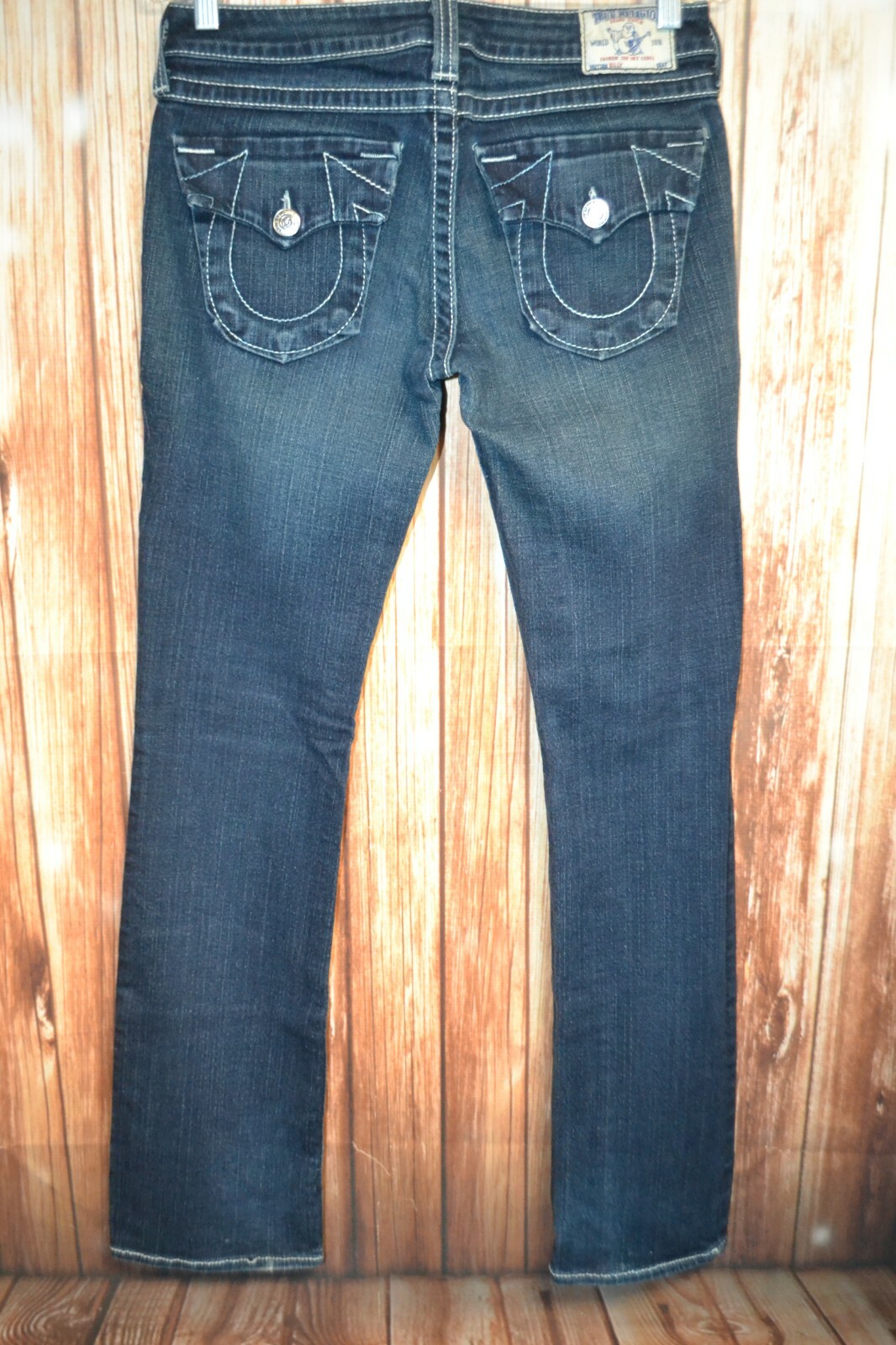 True Religion Women's Billy Straight Embellished U Pocket Flaps Jeans Sz 30x32 thumbnail 6