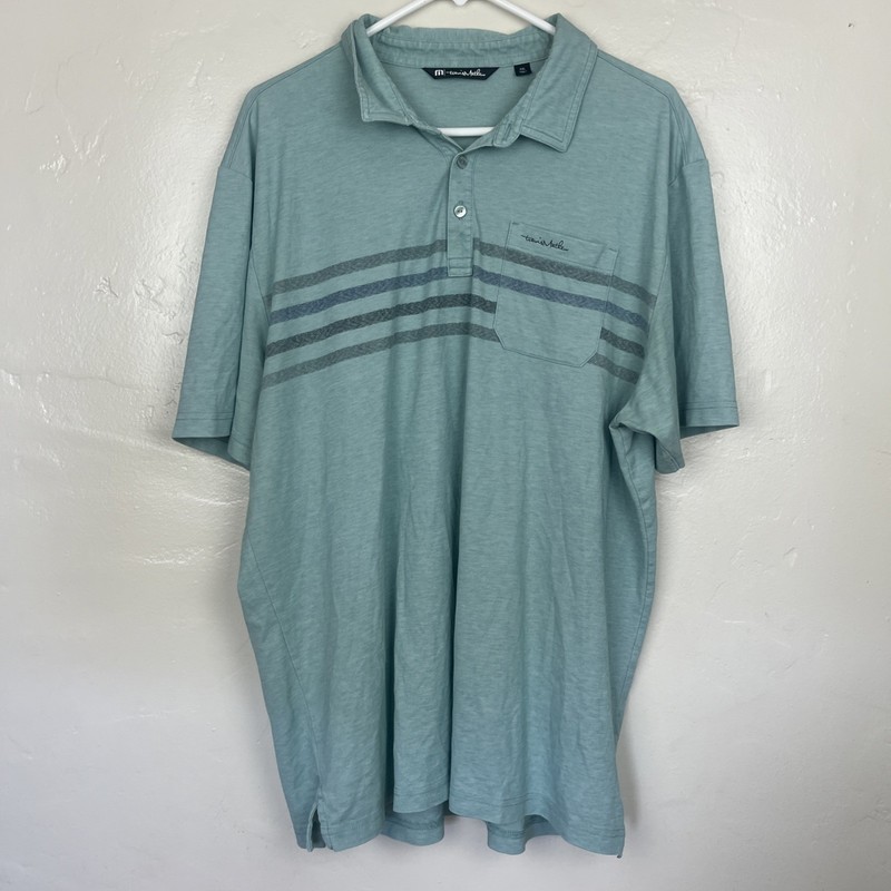 Travis Matthew Golf Shirt Men's XXL  Aqua Lightweight Short Sleeve Polo...