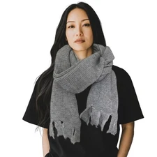 Zara Grey Oversized Distressed Knit Scarf Womens Unisex 14x82