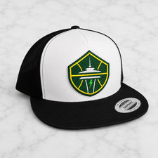 SEATTLE STORM WNBA CUSTOM YUPOONG 6006 FLAT BILL SNAP BACK TRUCKER HAT