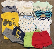 Baby Boy 16 piece lot of size 3-6/6-9 months Bundle bodysuit shirts Pants short