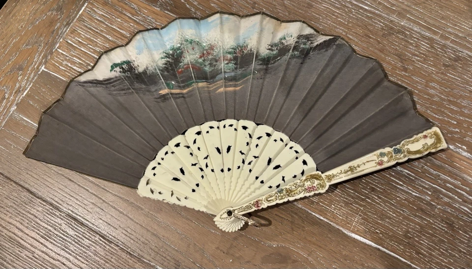 Abanico de boda colonial vintage/antiguo | Raro y coleccionable Foto 4 de 4