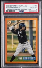 2021 BOWMAN HERITAGE CHROME-ORANGE REFRACTOR #163 JOSE RODRIGUEZ 14/25 PSA 10