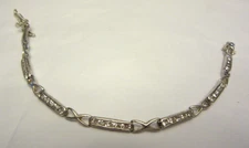 VTG FAS 925 Bracelet Sterling Silver Rhinestone Signed 7 inch