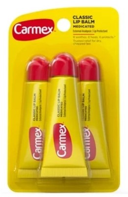Carmex Classic External Lip Balm, Medicated, Qty 3 Tubes, .35 Oz Each Tube