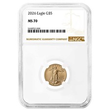 2026 $5 1/10-oz American Gold Eagle NGC MS70 Brown Label 5110.00 per troy oz