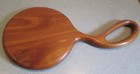 Vintage 1980s Handcrafted Hardwood Hand Mirror with Curved Handle — photo 2