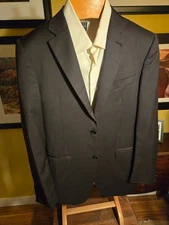 CANALI Black Micro Check Sport Coat, Pick Stitched, Mint Condition, Men's 38R