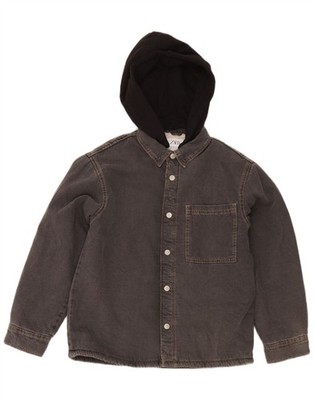 Zara Jungen Jeans Sherpa Jacke mit Kapuze 11-12 Jahre Grau Colourblock Baumwolle GN03
