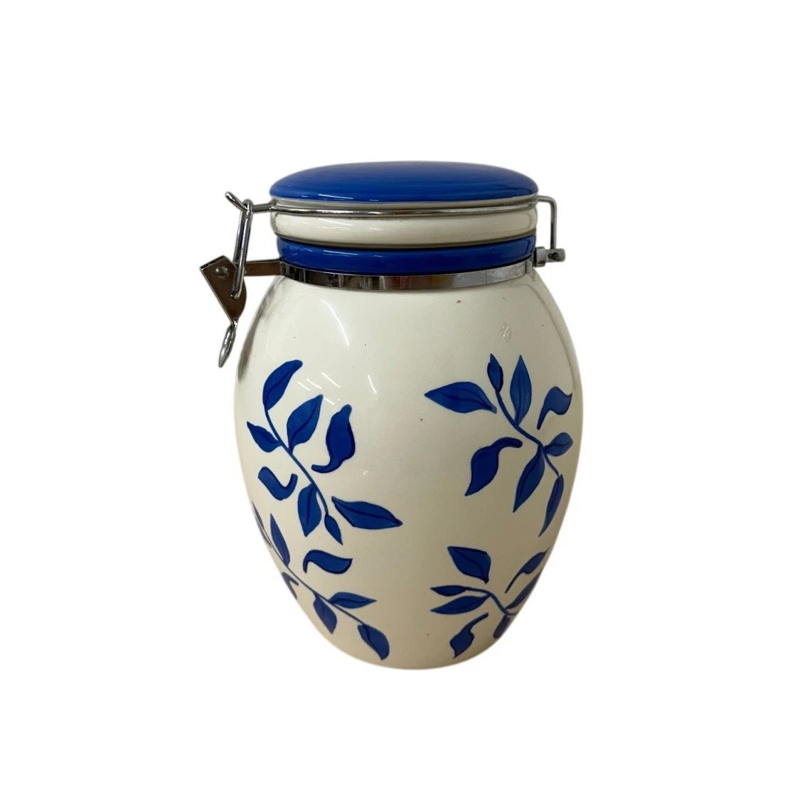 Inspirado IDC Blue Floral Clamp Lid Canister