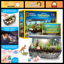 Dinosaur Terrarium Kit for Kids - Build Dino Habitat with Real Plants Night Li