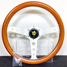 Rare Momo Indy Wood Steering Wheel 350mm Vintage 1985 Dark Wood Horn Button Jdm