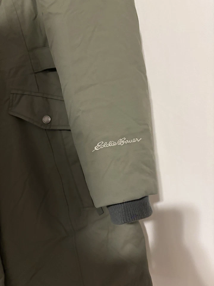 Abrigo Eddie Bauer para mujer pequeño grande verde acolchado capucha de ganso Foto 4 de 4
